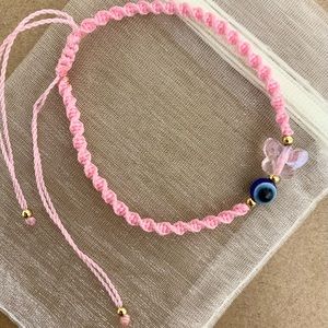 Pink evil eye bracelet